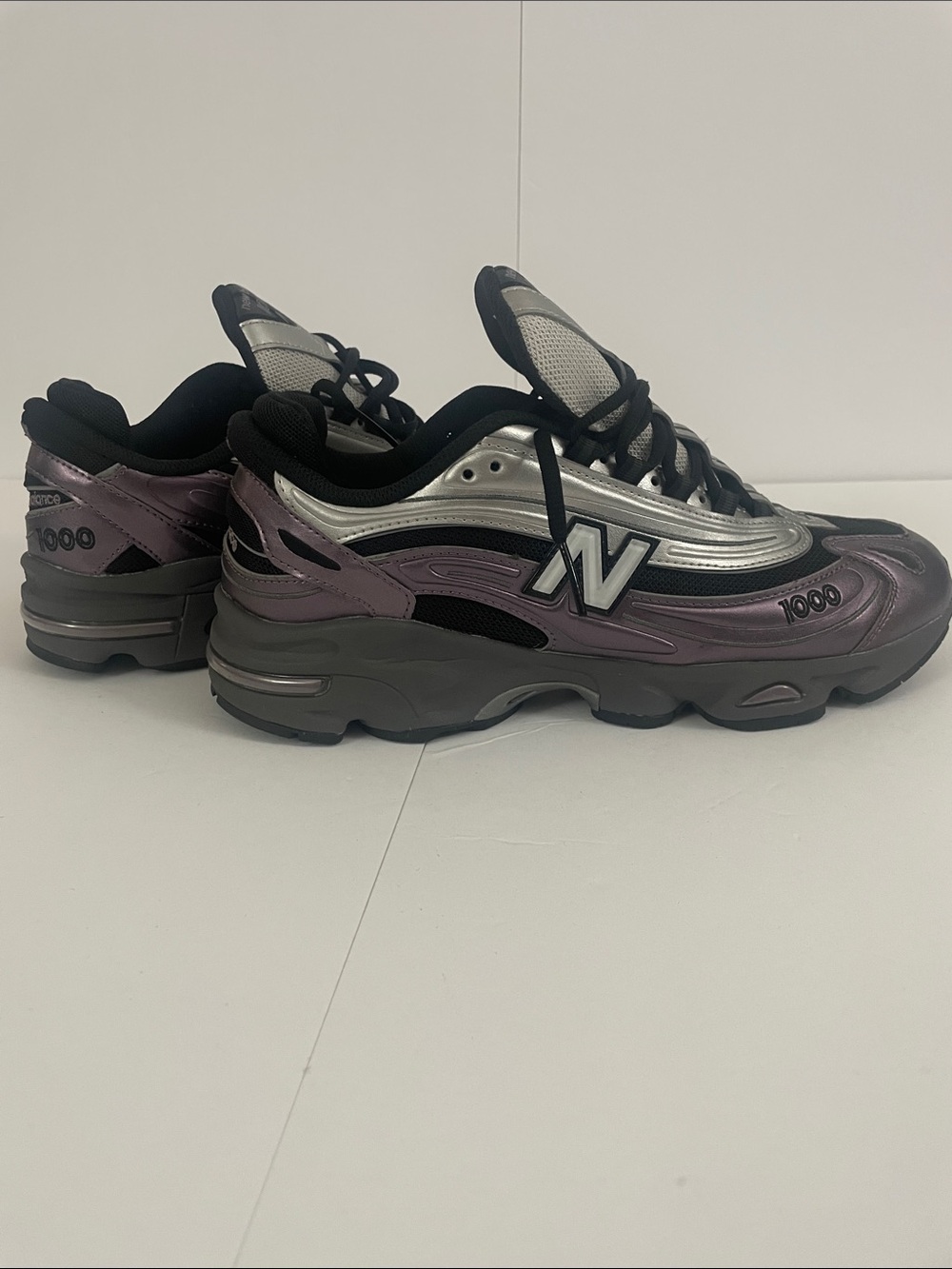 New Balance Metallic Silver & Plum 1000 Sneakers